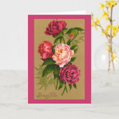 ヴィンテージ1910 BONNE FETE誕生日グリーティングカード カード (黄色い花)