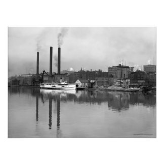 ヴィンテージ1910 PHOTO of Toledo, OH Waterfront フォトプリント