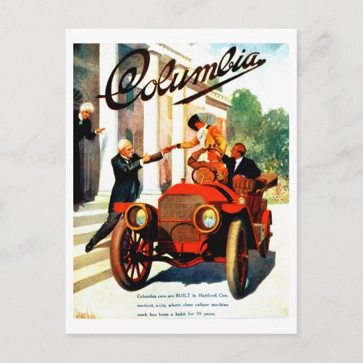 ヴィンテージ1910s Columbia autosポスター ポストカード (正面)