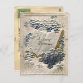 ヴィンテージ1912エンボスシルクアンドベルベット誕生日 ポストカード (正面/裏面)