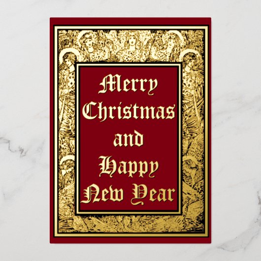 ヴィンテージ1912クリスマスエンジェル縁どズ 箔シーズンカード (正面)