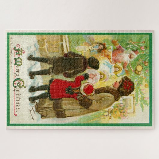 ヴィンテージ1912聖降誕祭を楽しむ子供たちのお母さん ジグソーパズル (横)