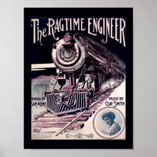 ヴィンテージ1912 Music The Ragtime Engineer Cover Art ポスター