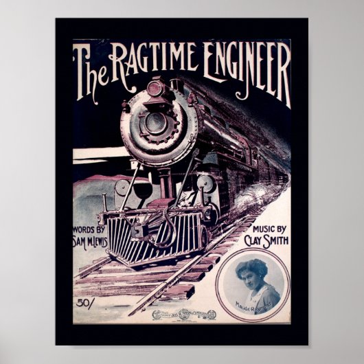 ヴィンテージ1912 Music The Ragtime Engineer Cover Art ポスター (正面)