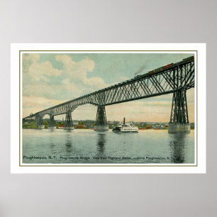 ヴィンテージ1913 Poughkeepsie Bridge, train, boat ポスター
