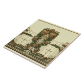 ヴィンテージ1914アールヌーボースタイルバラブッシュ タイル (側面)