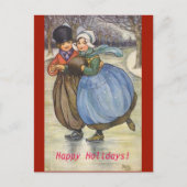 ヴィンテージ1914画像オランダ子スケートで滑るはがき シーズンポストカード (正面)