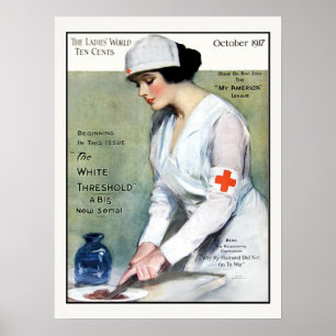 ヴィンテージ1917の女性雑誌の赤十字のナース ポスター
