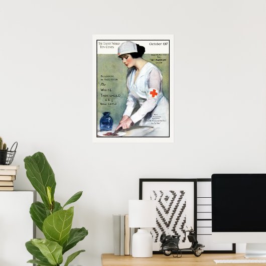 ヴィンテージ1917レディースマガジンレッドクロスナース ポスター (ホームオフィス)