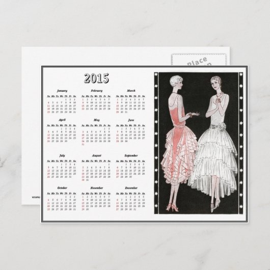 ヴィンテージ1920のファッション2015カレンダーはがき ポストカード (正面/裏面)