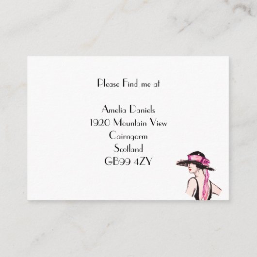 ヴィンテージ1920のフラッパーの女の子がカードで移動 エンクロージャーカード (裏面)