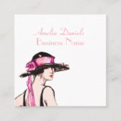 ヴィンテージ1920のフラッパーガールビジネスカード スクエア名刺 (正面)