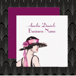 ヴィンテージ1920のフラッパーガールビジネスカード スクエア名刺