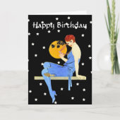ヴィンテージ1920のフラッパーレディームーンスターズ誕生日 カード (正面)