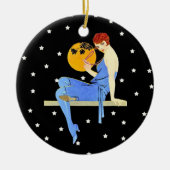 ヴィンテージ1920のフラッパーレディームーンスターレッドヘア セラミックオーナメント (正面)