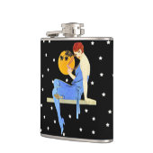 ヴィンテージ1920のフラッパーレディームーンスターレッドヘア フラスク (左)