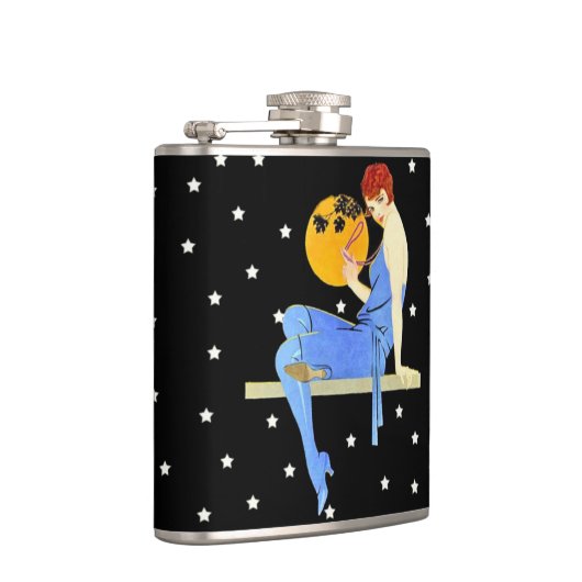 ヴィンテージ1920のフラッパーレディームーンスターレッドヘア フラスク (右)