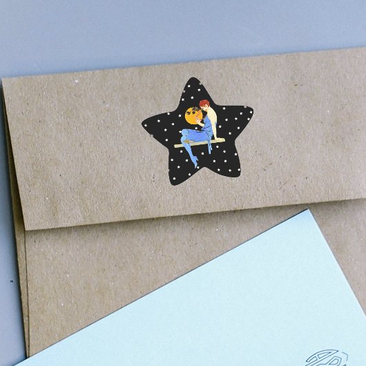 ヴィンテージ1920のフラッパーレディームーンスターレッドヘア 星シール