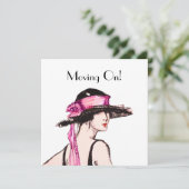 ヴィンテージ1920のフラッパー女の子の新しいホームアドレスカード カード (スタンド正面)