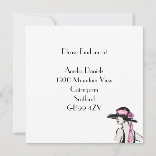 ヴィンテージ1920のフラッパー女の子の新しいホームアドレスカード カード (裏面)