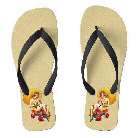 ヴィンテージ1920のフラッパー女性の傘のワゴン入浴 ビーチサンダル (フットベッド)