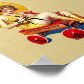 ヴィンテージ1920のフラッパー女性の傘のワゴン入浴 ポスター (角)