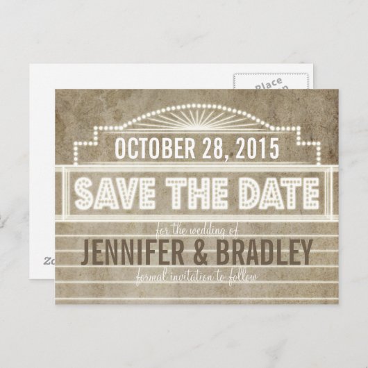 ヴィンテージ1920のムービーマーキー日付の保存 案内ポストカード (正面/裏面)