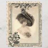 ヴィンテージ1920の女性と帽子スクラップブック紙 (正面/裏面)