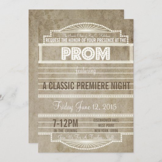 ヴィンテージ1920の映画マーキープロム招待状 招待状 (正面/裏面)