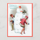 ヴィンテージ1920の雪だるまとおもしろいYoung Couple（コピー） ポストカード (正面)
