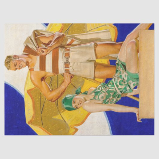 ヴィンテージ1920のFX Leyendeckerアールデコデコパージュ 薄葉紙 (正面)