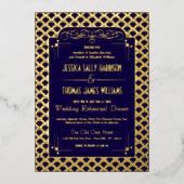 ヴィンテージ1920年のアールデコギャツビー結婚のリハーサル 箔招待状 (正面)