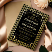 ヴィンテージ1920年のアールデコギャツビー結婚のリハーサル 箔招待状