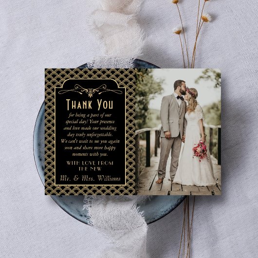 ヴィンテージ1920年のアールデコギャツビー結婚の写真 サンキューカード