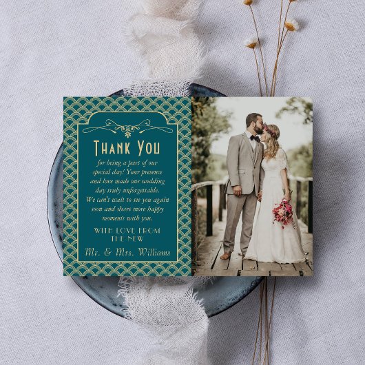ヴィンテージ1920年のアールデコギャツビー結婚の写真 サンキューカード
