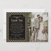 ヴィンテージ1920年のアールデコギャツビー結婚の写真 サンキューカード (正面)