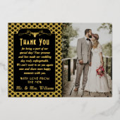 ヴィンテージ1920年のアールデコギャツビー結婚の写真 箔招待状 (正面)