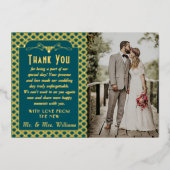 ヴィンテージ1920年のアールデコギャツビー結婚の写真 箔招待状 (正面)