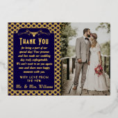 ヴィンテージ1920年のアールデコギャツビー結婚の写真 箔招待状 (正面)