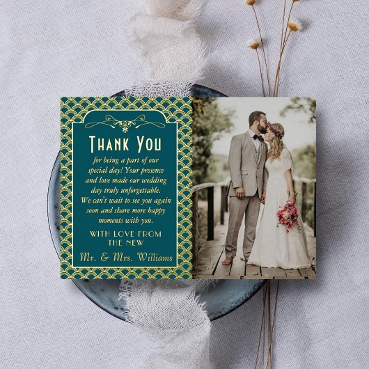 ヴィンテージ1920年のアールデコギャツビー結婚の写真 箔招待状