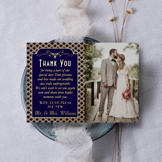 ヴィンテージ1920年のアールデコギャツビー結婚の写真 箔招待状