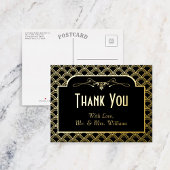 ヴィンテージ1920年のアールデコギャツビー結婚の感謝 箔招待状ポストカード