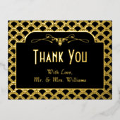 ヴィンテージ1920年のアールデコギャツビー結婚の感謝 箔招待状ポストカード (正面)