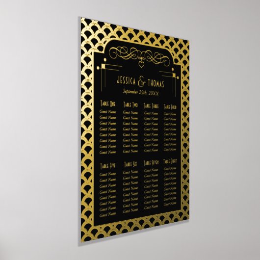 ヴィンテージ1920年のアールデコギャツビー結婚ズの座席 箔ポスター (レイダウン)