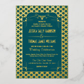 ヴィンテージ1920年アールデコギャツビー実在結婚ズ 箔招待状 (正面)