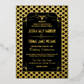 ヴィンテージ1920年アールデコギャツビー実在結婚ズ 箔招待状 (正面)