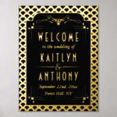 ヴィンテージ1920年アールデコギャツビー結婚ズ・ウェルカム 箔ポスター (正面)