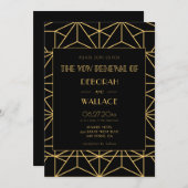 ヴィンテージ1920年代のアート結婚・デコの誓いの更新 招待状 (正面/裏面)