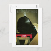 ヴィンテージ1920年代のフランスのアールデコ列車の旅行広告 ポストカード (正面/裏面)