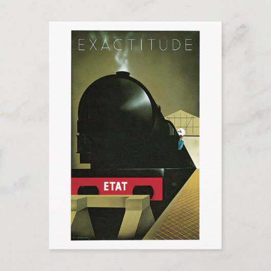 ヴィンテージ1920年代のフランスのアールデコ列車の旅行広告 ポストカード (正面)